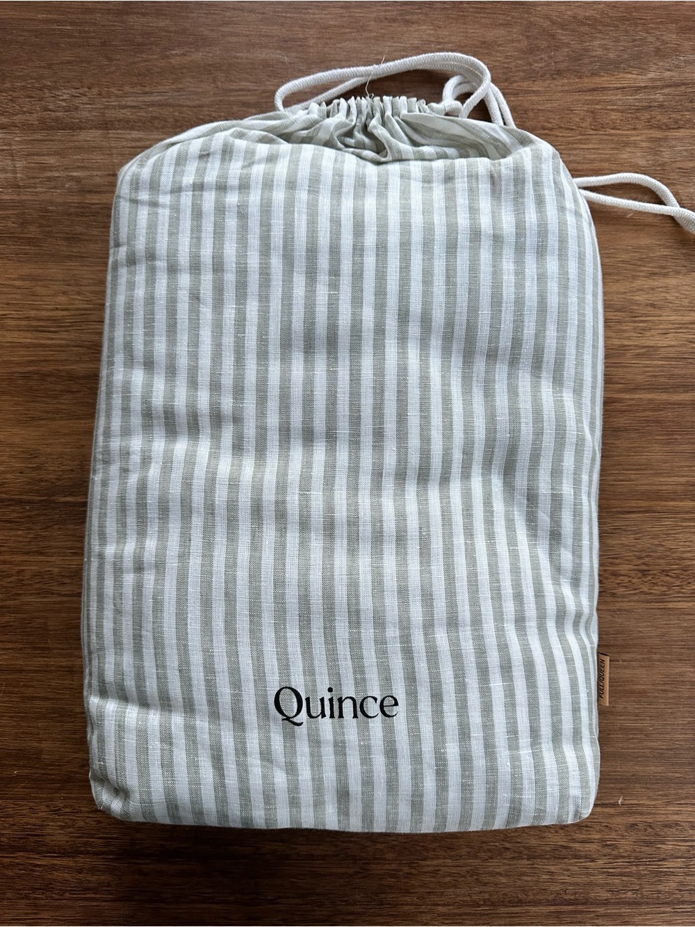 NWOT Quince European Linen Duvet Cover Only, Full/Queen, Willowleaf/White Stripe - Picture 8 of 10